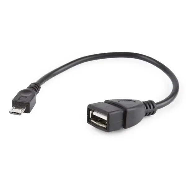 GEMBIRD Cablu adaptor OTG Gembird, Micro-USB 2.0 (T) la USB 2.0 (M), 15cm, Negru, A-OTG-AFBM-03