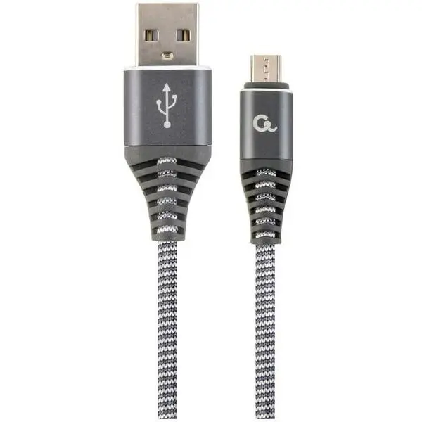GEMBIRD Cablu alimentare si date Gembird CC-USB2B-AMmBM-2M-WB2, USB 2.0 (T) la Micro-USB 2.0 (T), 2m, Gri /Alb