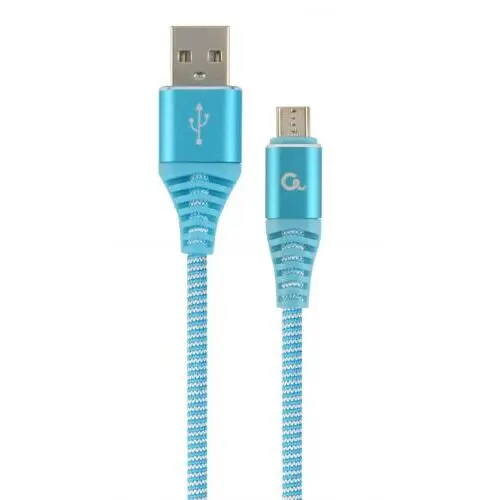 GEMBIRD Cablu de date Gembird Premium cotton braided, USB 2.0 - micro USB, 1m, Blue-White