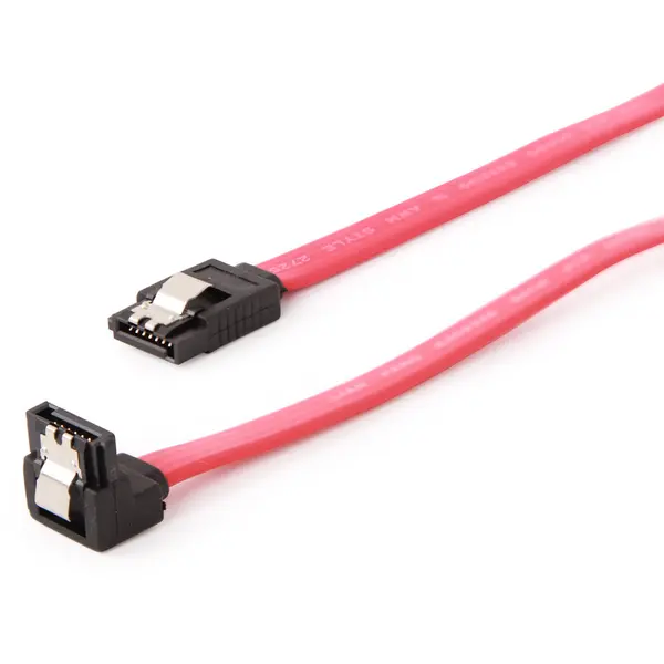 GEMBIRD Gembird Serial ATA III 30 cm Data Cable with 90 degree bent, metal clips, red