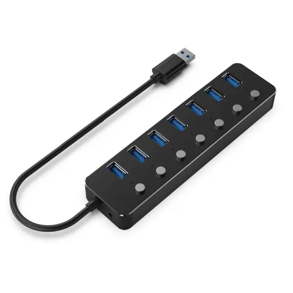 GEMBIRD Hub, Gembird, USB3.1, Cu 7 porturi, Negru