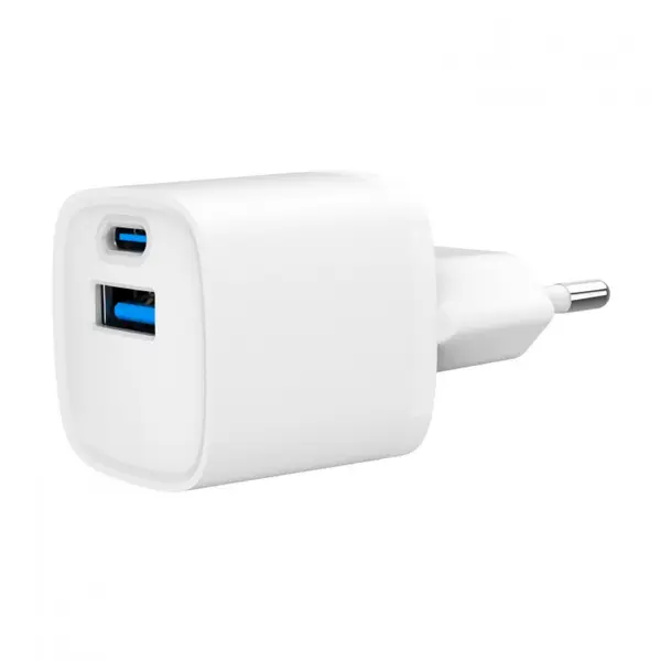 GEMBIRD Incarcator priza USB-A + USB type C 20W Alb, Gembird TA-UC-PDQC20-W-01