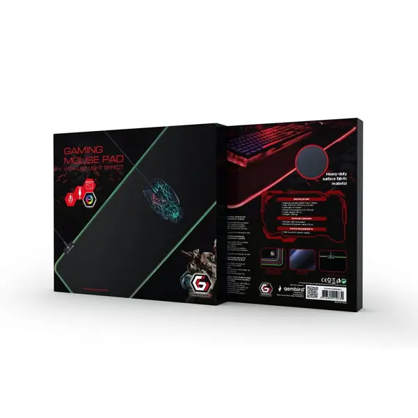 GEMBIRD Mousepad gaming Gembird MP-GAMELED-L, Lumina LED (Negru)