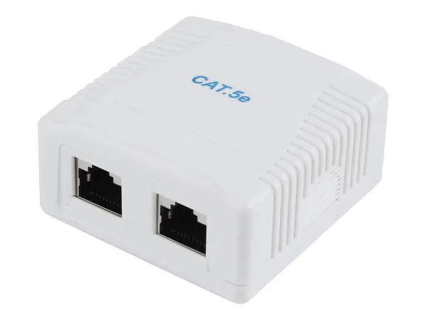 GEMBIRD NCAC 2F5E 01 - Cutie Priza Retea CAT5E FTP, 2 Porturi RJ45, Surface Mount, Alb