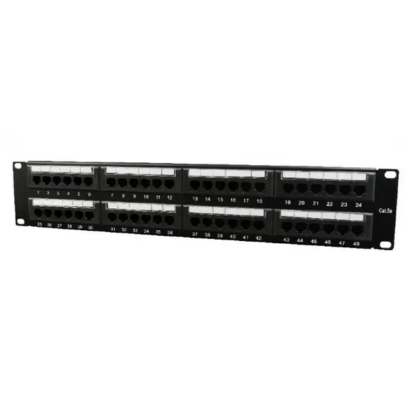 GEMBIRD PATCH PANEL GEMBIRD 48 porturi, Cat6, 2U pentru rack 19, suport posterior pt. gestionare cabluri, black, NPP-C648CM-001