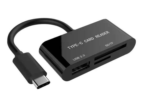 Gembird UHB CR3 02 - Card Reader USB C + USB 2.0, SD SDHC SDXC microSD, OTG, Black