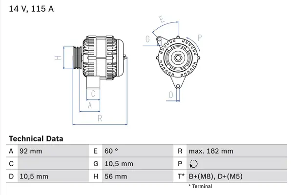 Generator / Alternator BOSCH 0 986 041 120
