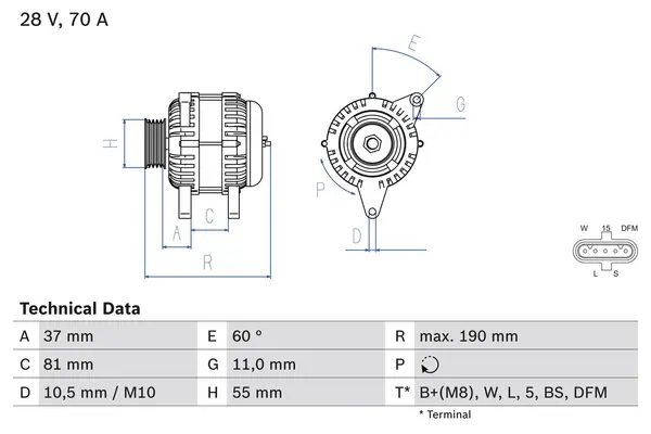 Generator / Alternator BOSCH 0 986 045 160
