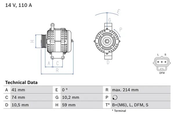 Generator / Alternator BOSCH 0 986 045 370