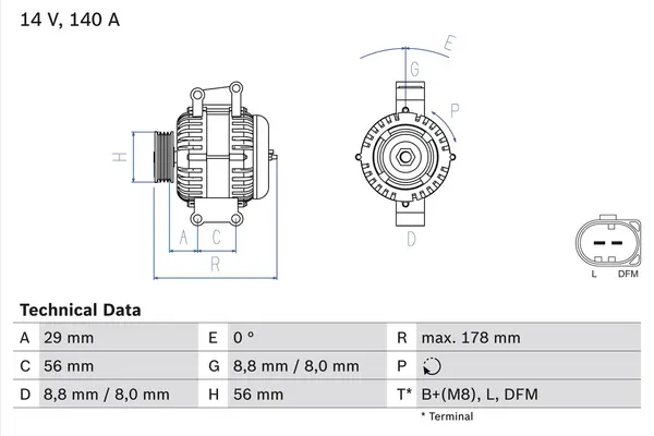Generator / Alternator BOSCH 0 986 046 180