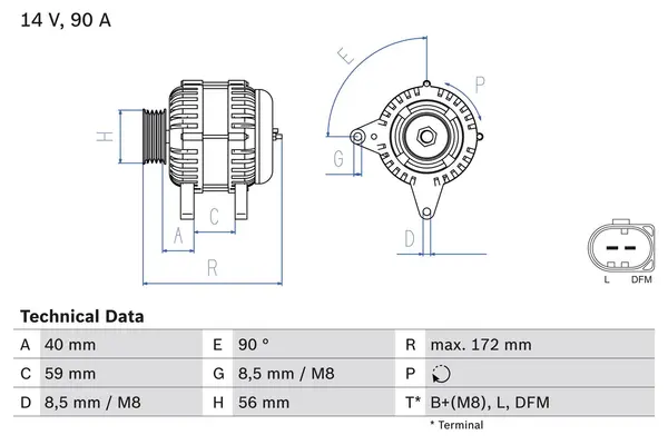 Generator / Alternator BOSCH 0 986 047 250