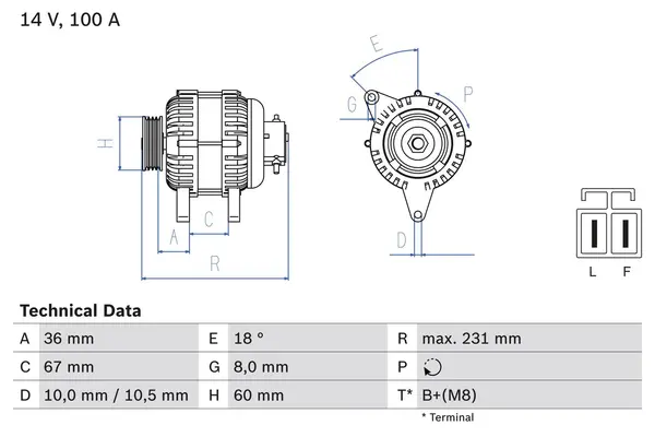 Generator / Alternator BOSCH 0 986 048 320