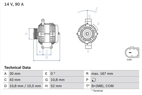 Generator / Alternator BOSCH 0 986 080 500