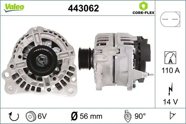Generator / Alternator VALEO CORE-FLEX 443062