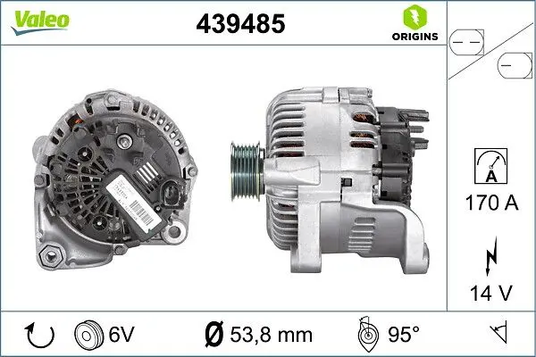 Generator / Alternator VALEO ORIGINS NEW OE TECHNOLOGY 439485