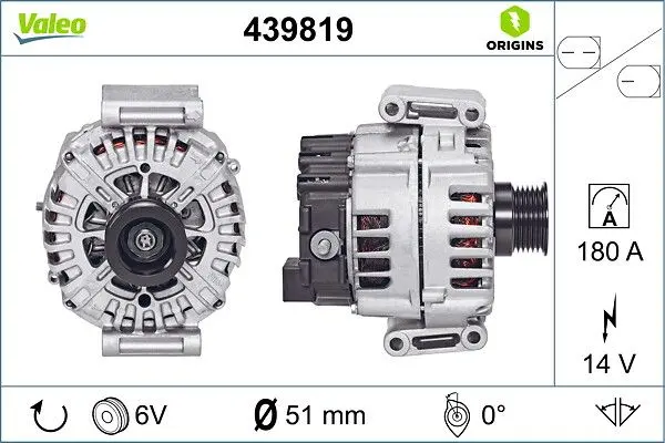 Generator / Alternator VALEO ORIGINS NEW OE TECHNOLOGY 439819