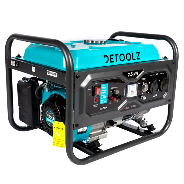Generator curent, Detoolz, putere 2500W, monofazat, Functionare continua 12 ore