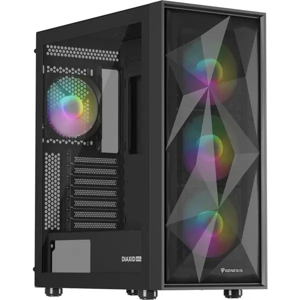 Genesis Carcasa Genesisi DIAXID 605 ARGB, Middle Tower, tempered glass, Negru