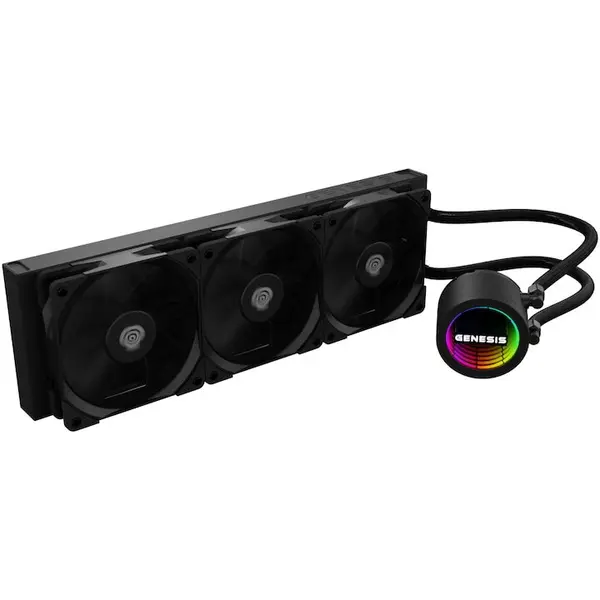 Genesis Cooler Procesor GENESIS HYDRIA 360, 3 ventilatoare ARGB, 120 mm, Viteza 500-1550 RPM, AMD si Intel, Negru