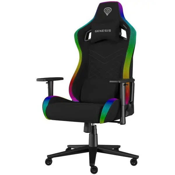 Genesis Scaun gaming Genesis TRIT 660, material textil, iluminare RGB, reglabil, greutate maxima 150 kg, Negru