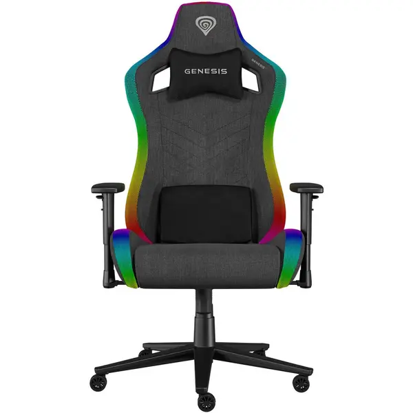 Genesis Scaun gaming Genesis TRIT 660, material textil, iluminare RGB, inaltime ajustabila, spatar ajustabil, Gri