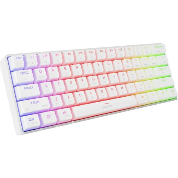Genesis Tastatura gaming mecanica, Genesis Thor 660 G2, cu fir si wireless, iluminare RGB, Switch Gateron Red, Alb