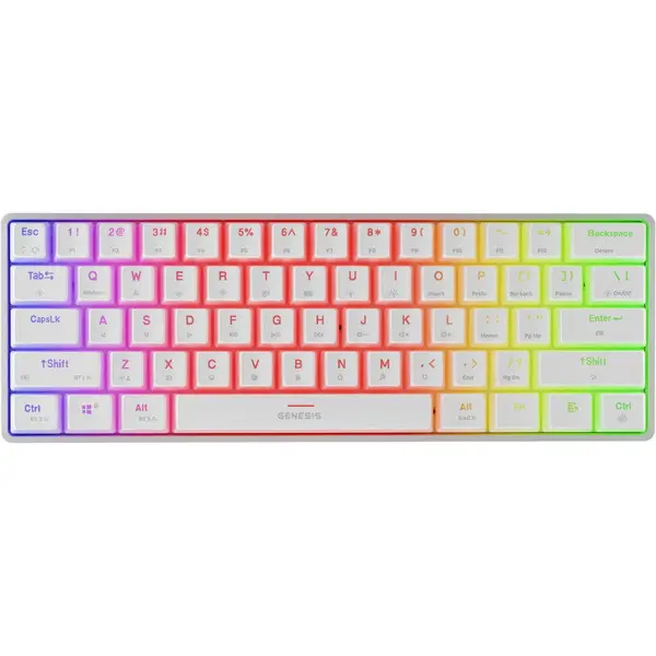Genesis Tastatura mecanica pentru gaming Genesis Thor 660, Wireless, RGB, 61 taste, Switch Gateron Brown, Alb