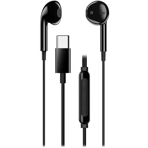 genius Casti Genius, „HS-M365”, cu fir, intraauriculare, pentru smartphone, microfon pe fir, conectare prin USB-C, negru