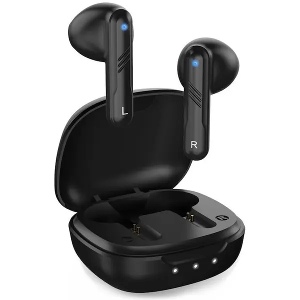 genius CASTI Genius, HS-M905BT, TWS, wireless, intraauriculare - butoni, pt smartphone, microfon pe casca, conectare prin Bluetooth 5.3, negru, USB-C