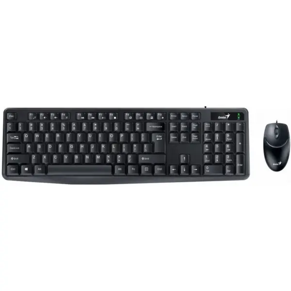 genius Kit tastatura si mouse GENIUS, cu fir, USB, tastatura 104 taste (concave) + mouse optic 1000 dpi, 12 taste multimedia, Butoane-rotite 2-1, Negru, KM-170 31330006401