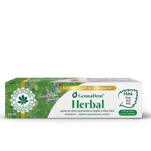 GennaDent Herbal - Pastă de Dinți cu Argilă și Aloe Vera, 80ml | Vivanatura