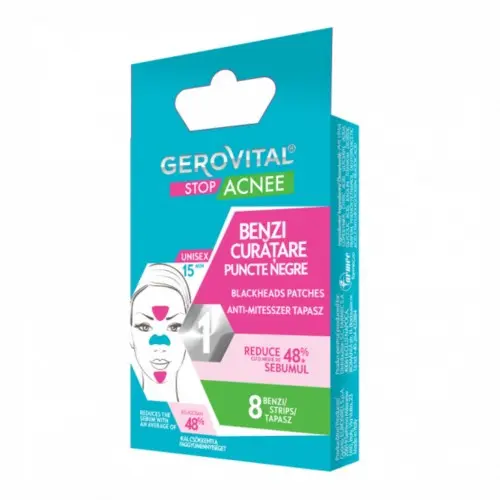 Gerovital Stop Acnee benzi curatare puncte negre 8 buc Zephyr Labs