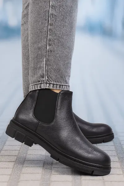 Ghete Casual Barbati din Piele Negru - VENTO