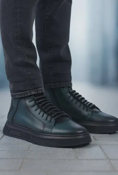 Ghete Casual Barbati din Piele Verde - PRIMO