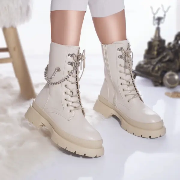Ghete casual tebah piele ecologica captusita bej