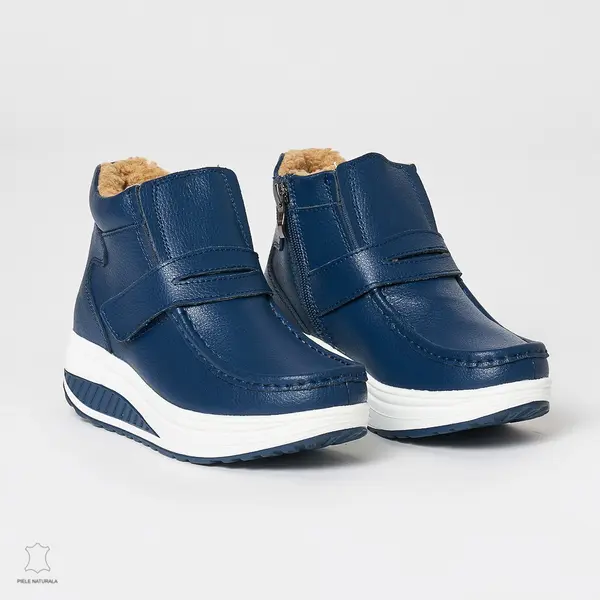 Ghete dama din Piele Naturala CRL0627 Bleumarin
