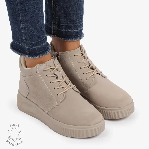 Ghete DAMA din PIELE NATURALA intoarsa CRL0911 BEJ