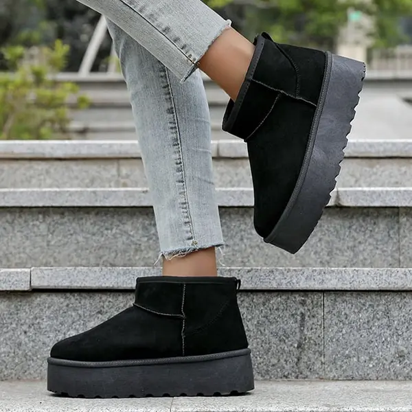 Ghete negre imblanite cu talpa groasa LT33-43 112