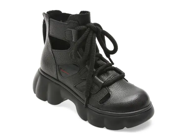 Ghete PASS COLLECTION negre, LY60003, din piele naturala
