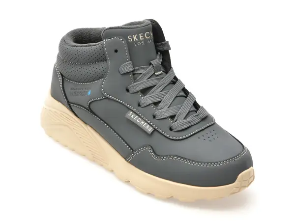 Ghete SKECHERS gri, UNO LITE, din piele ecologica