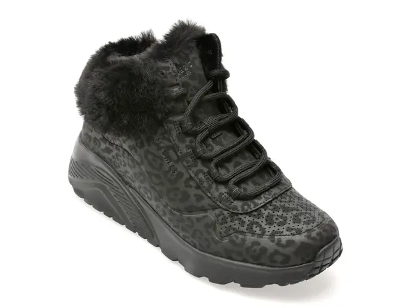 Ghete SKECHERS negre, UNO LITE, din piele ecologica