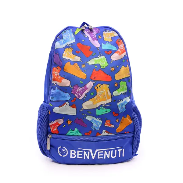 Ghiozdan băieți Benvenuti albastru cu print multicolor 248rucson21009bl