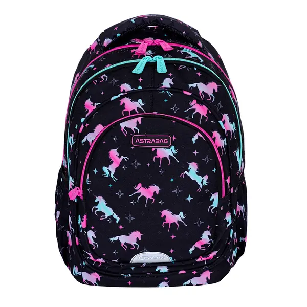 Ghiozdan cu 3 compartimente, AstraBag, Unicorn