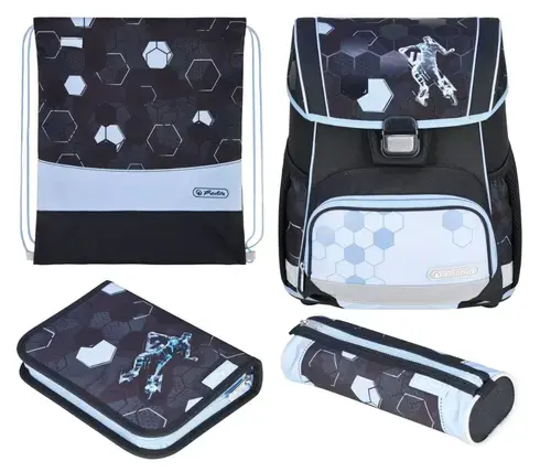 Ghiozdan echipat Herlitz Loop Plus, dimensiune 37 x 31 x 22 cm, motiv Cyber Soccer