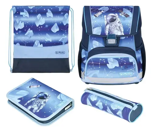 Ghiozdan echipat Herlitz Loop Plus, dimensiune 37 x 31 x 22 cm, motiv Cosmic Explorer