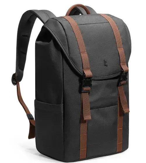 Ghiozdan laptop Tomtoc VintPack-TA1, 22 L, pentru notebook 15.6inch si iPad 12.9inch, Fermoare YKK (Negru)