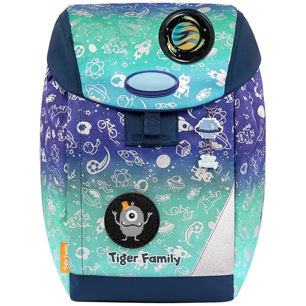Ghiozdan neechipat eggie, 37x29x19 cm, Space things, Go green, Tiger Family