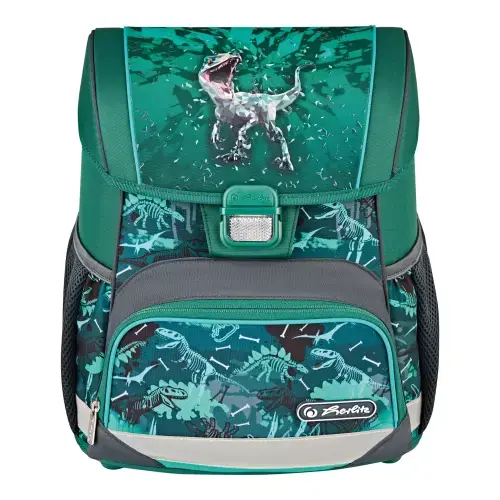 Ghiozdan neechipat Herlitz Loop motiv Green Rex, dimensiune 37 x 31 x 22 cm