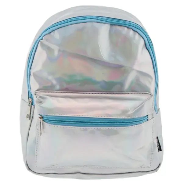 Ghiozdan pentru gradinita cu design holografic,1 compartiment,argintiu,21x12x25 cm