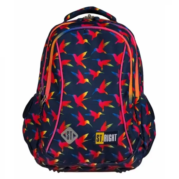 Ghiozdan pentru scoala cu 3 compartimente,model Rainbow Birds,29x17x39 cm